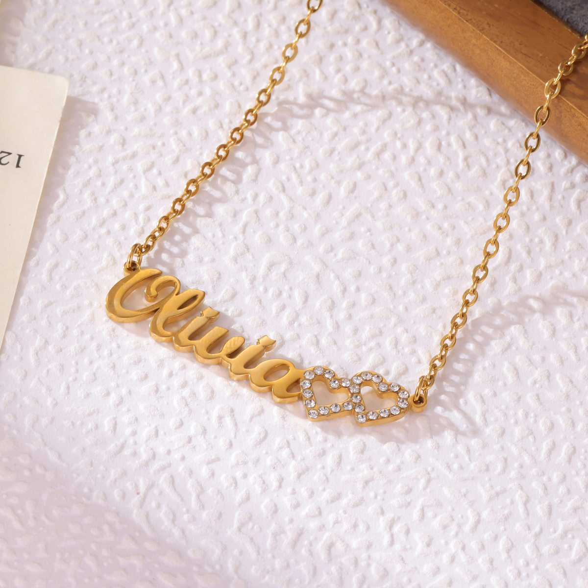 Double Heart Name Necklace