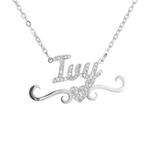 Kids Name Necklace with Heart & Rhinestones