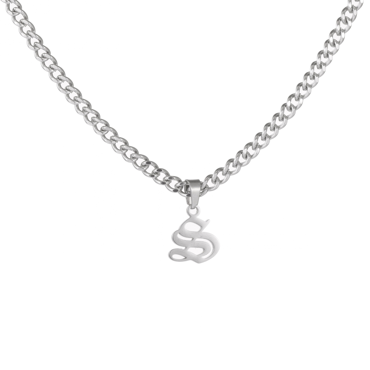 Gothic Letter Pendant Necklace
