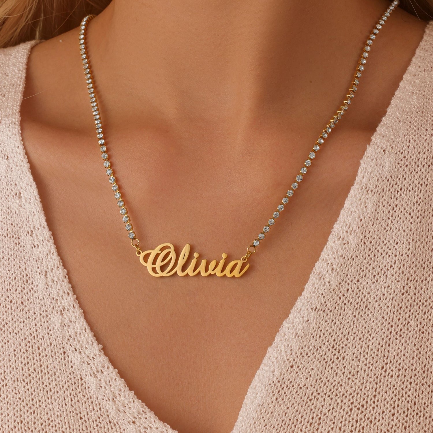 Sparkling Tennis Name Necklace