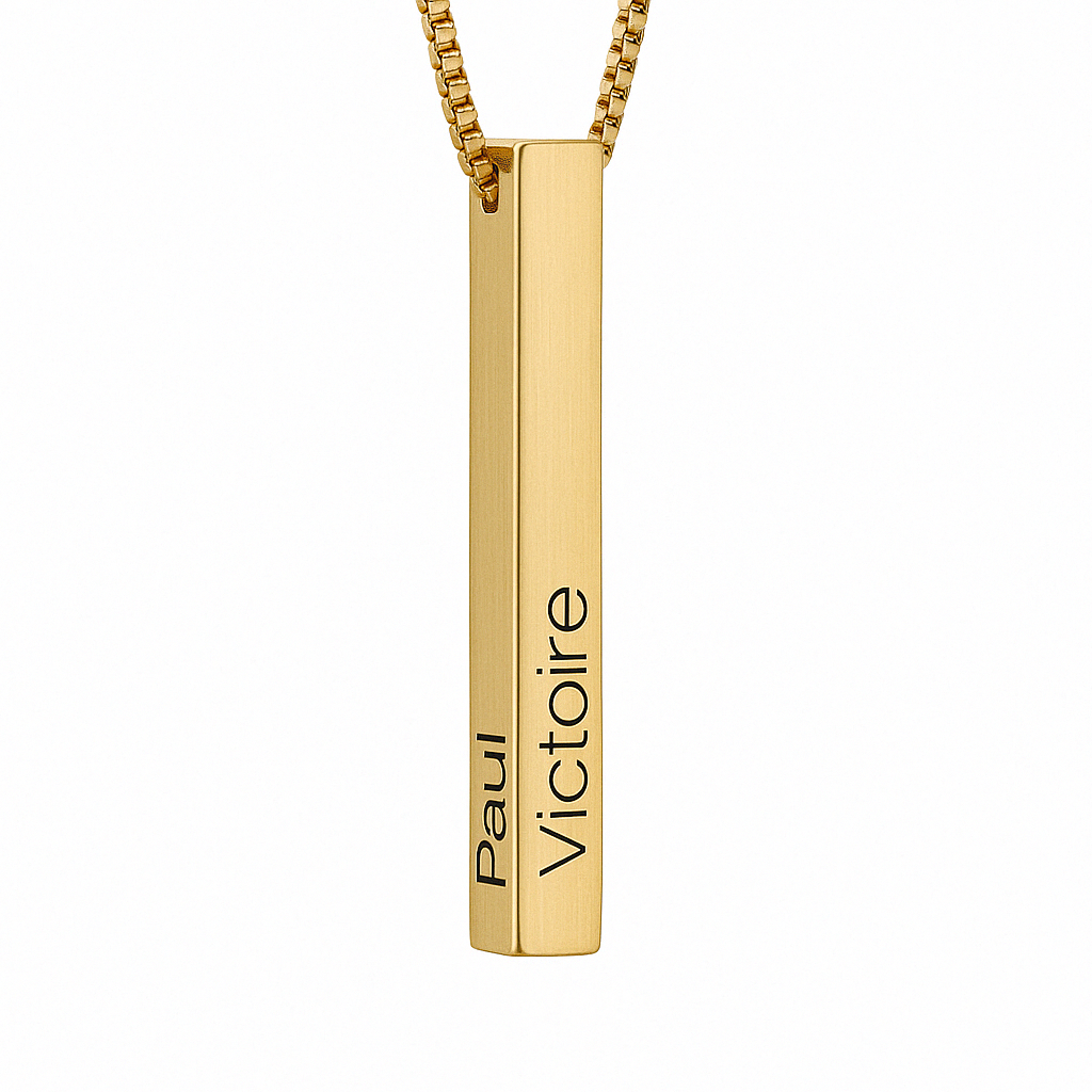 Personalized 3D Bar Pendant Necklace