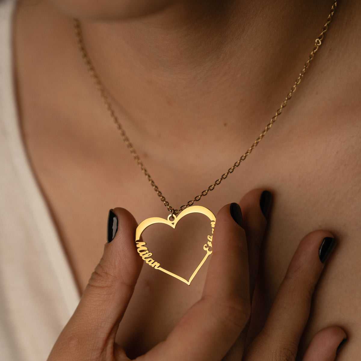 Personalized Heart Necklace with Two Names