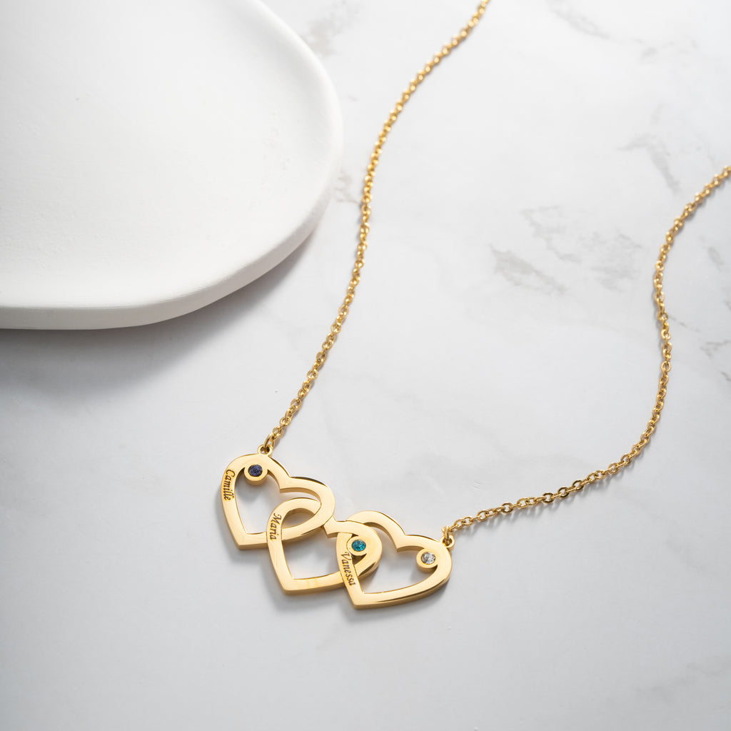 Triple Heart Horizontal Necklace