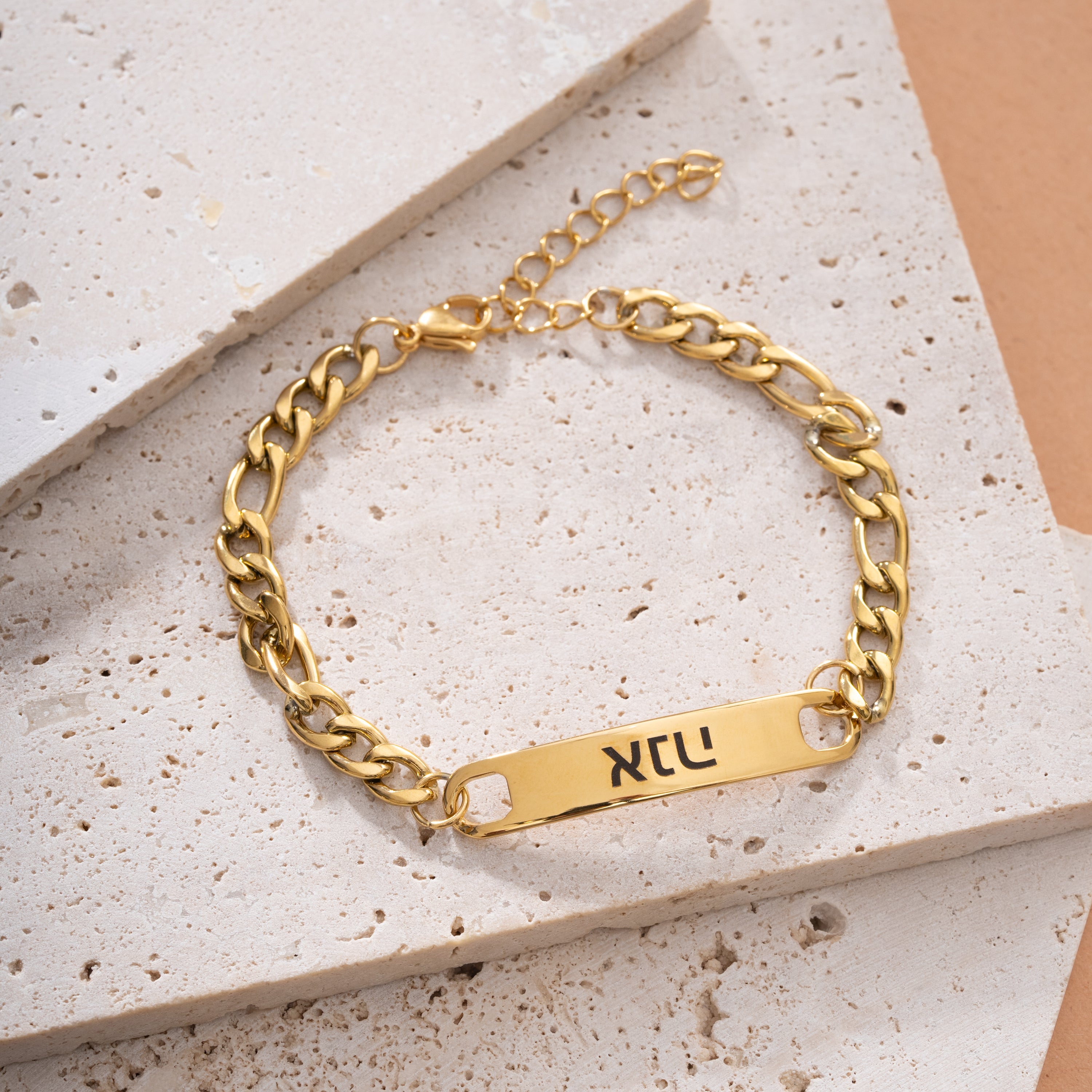 Hebrew Customized ID Bracelet for Men My Little Necklace