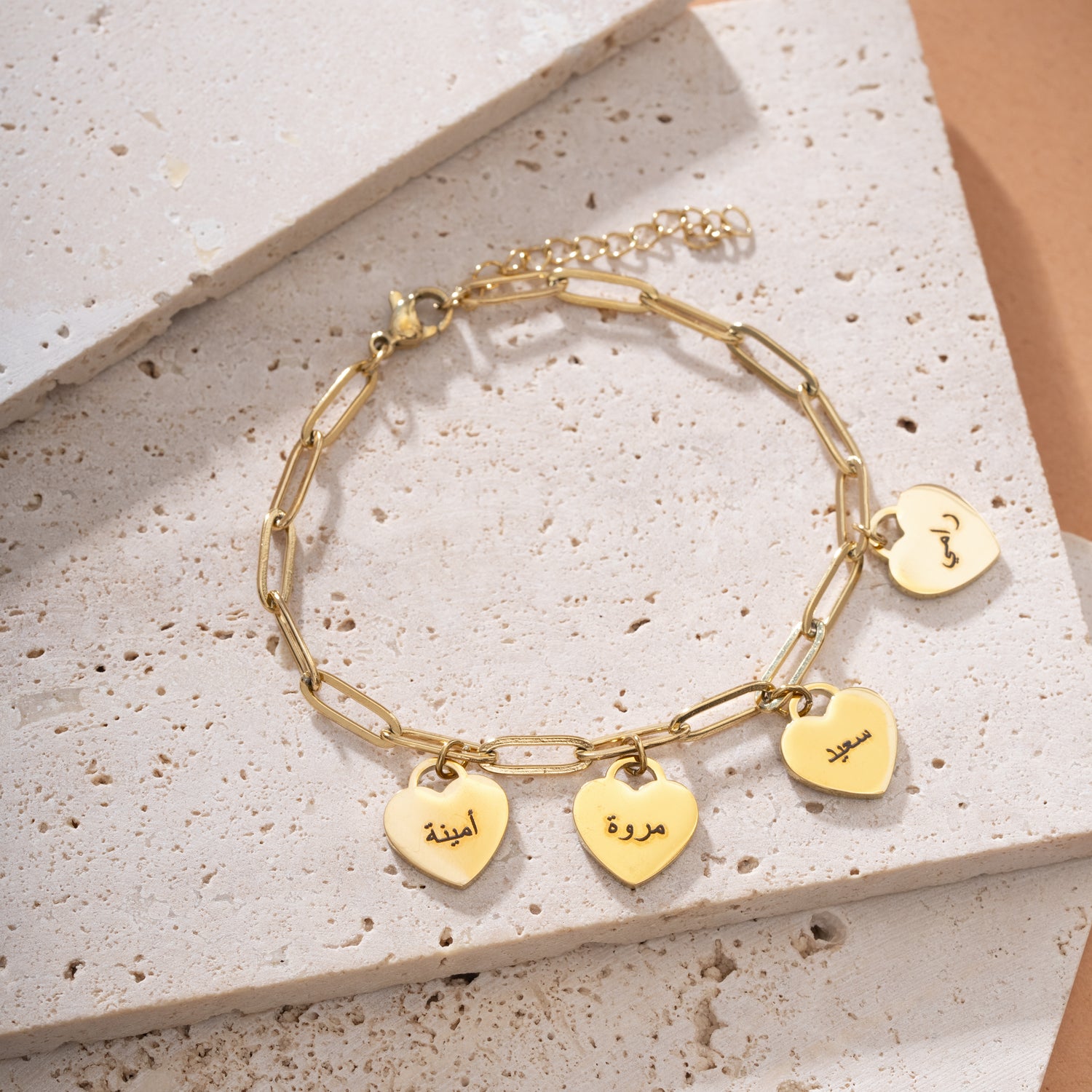 Arabic Personalized Multiple Hearts Bracelet