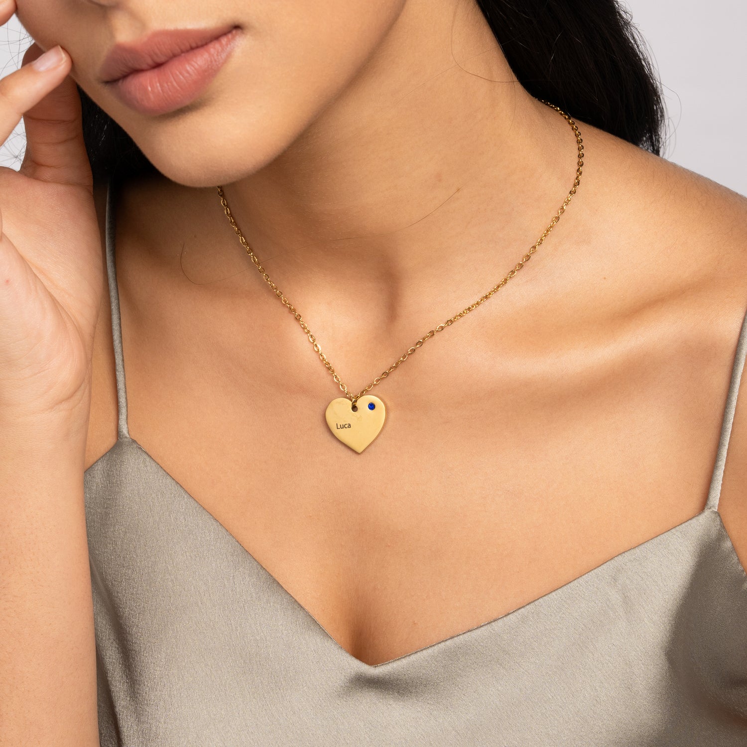 Heart Custom Initial with Birthstone Pendant