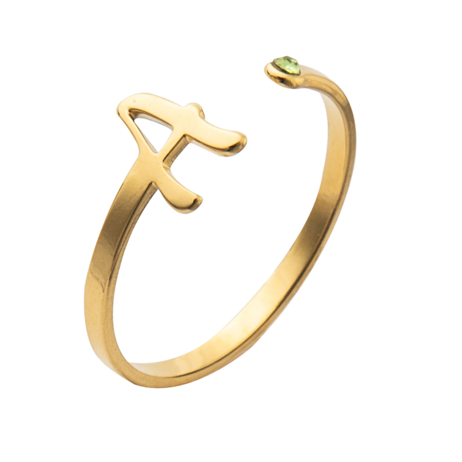 Personalized Birthstone Initial Ring