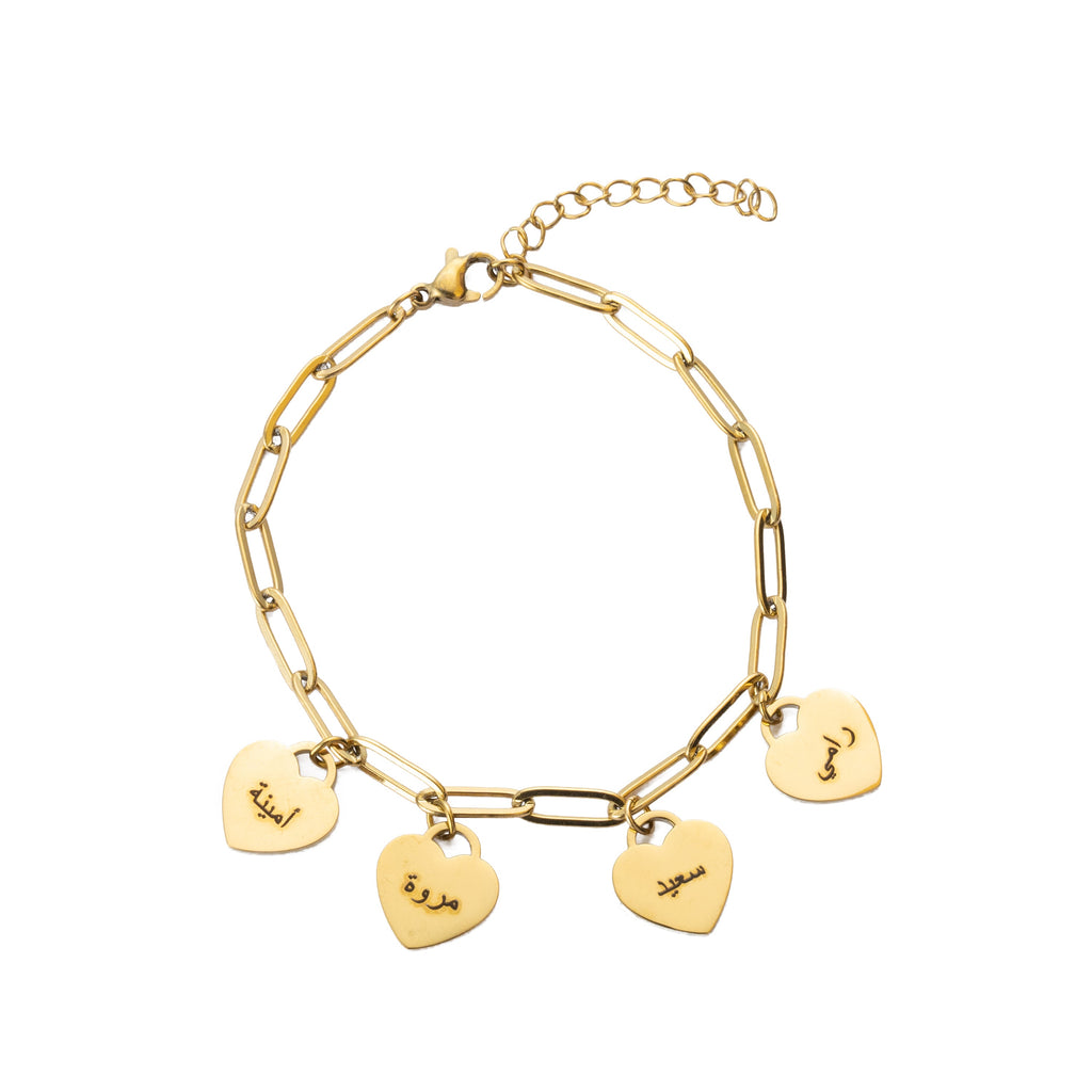 Arabic Personalized Multiple Hearts Bracelet