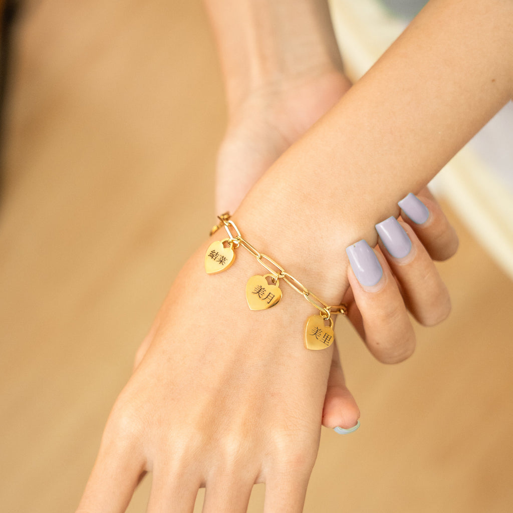 Japanese Personalized Multiple Hearts Bracelet