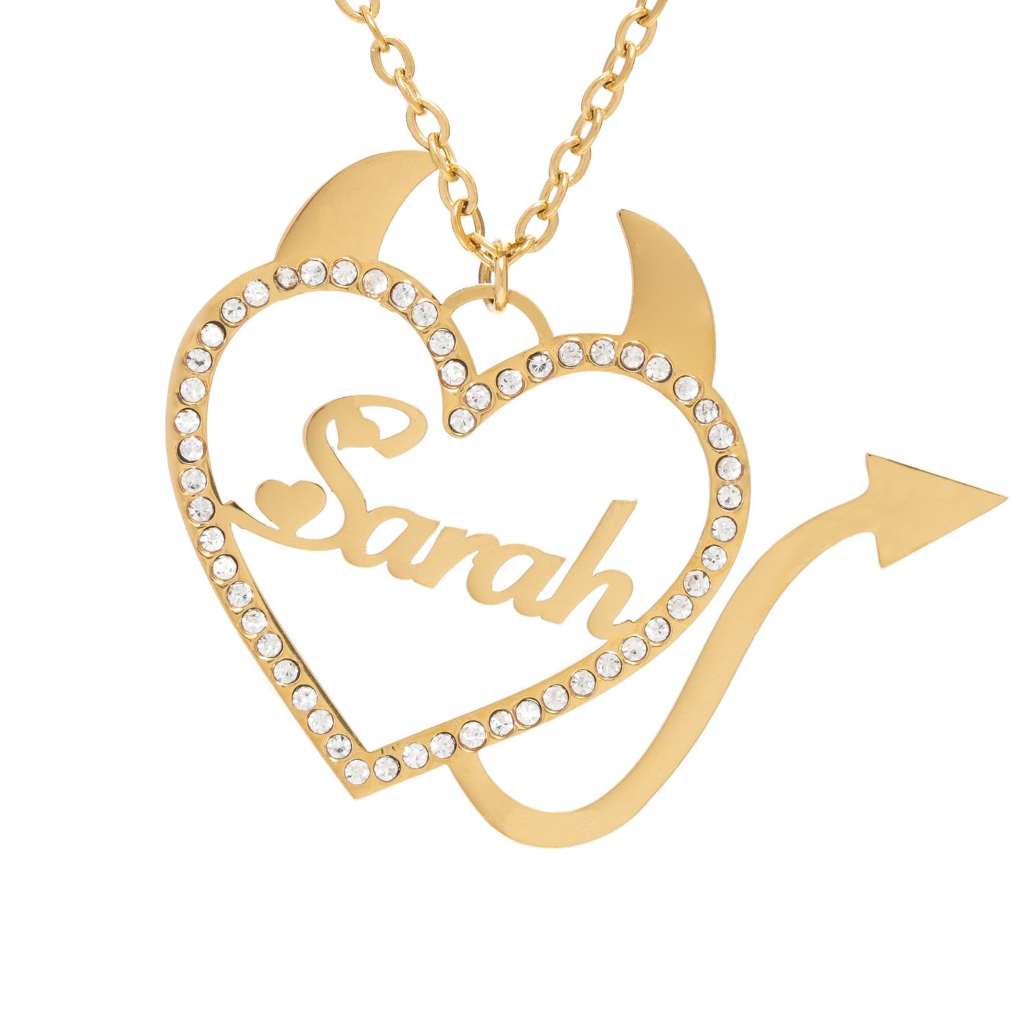 Rhinestone Devil Name Pendant