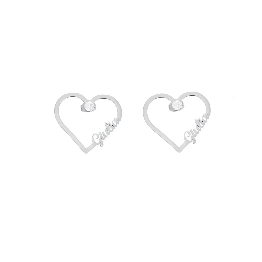 Heart and Crystal Earrings