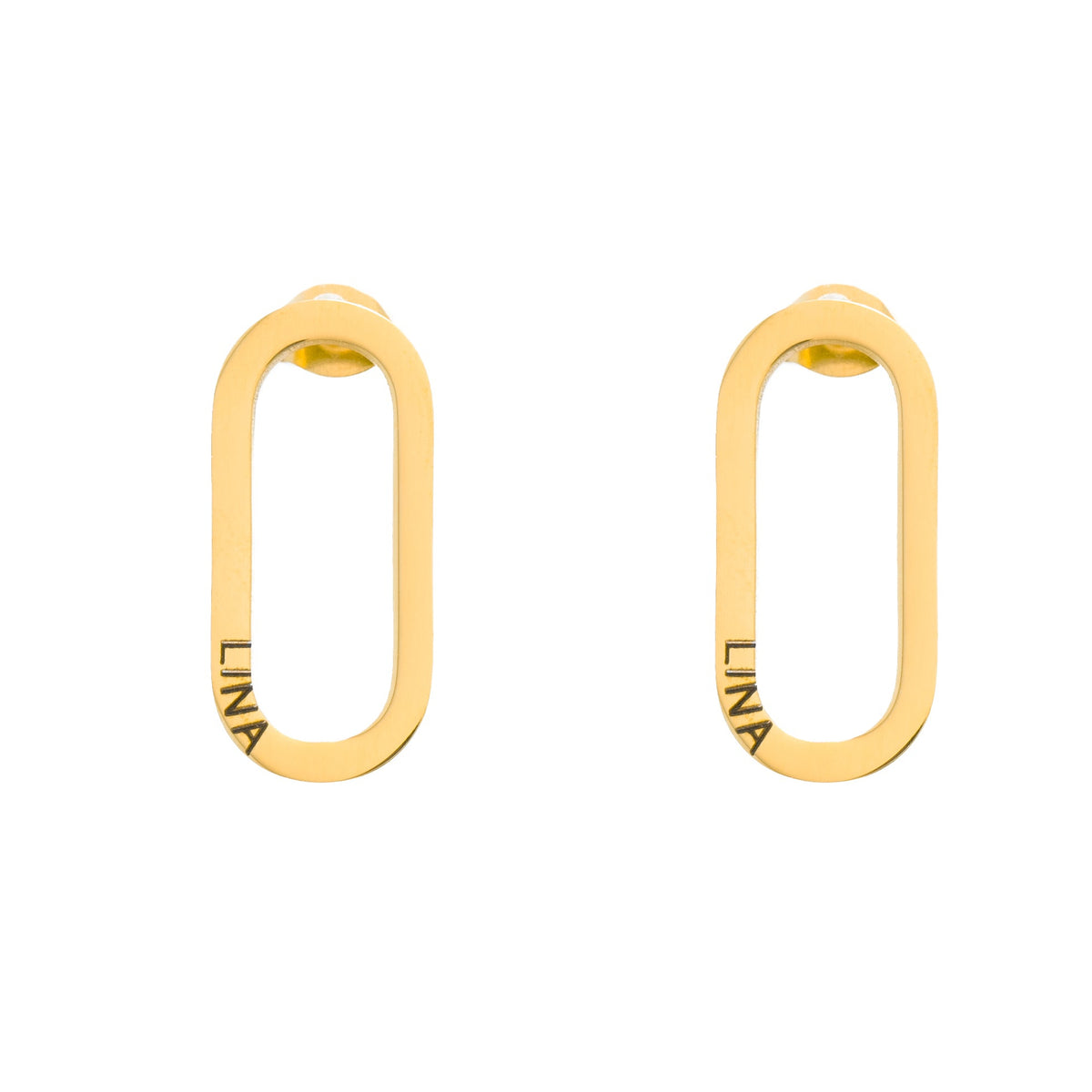 A pair of hoop earrings in a gold finish with discreet engravings.
