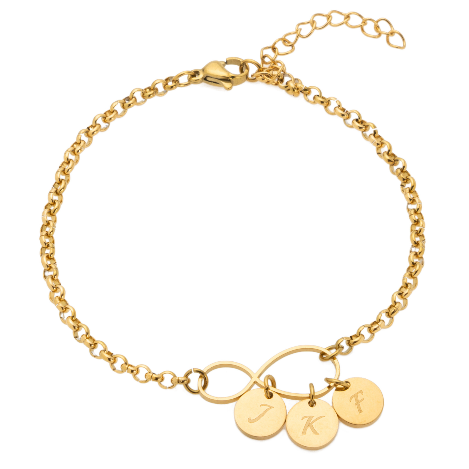 Infinity Initial Charm Bracelet