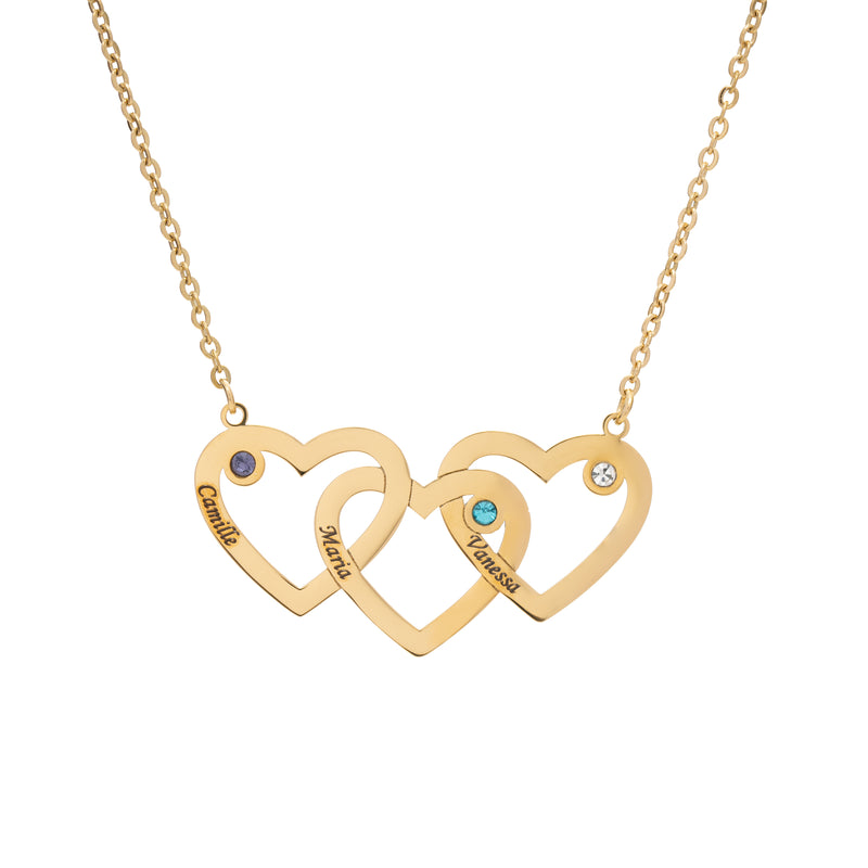 Triple Heart Horizontal Necklace