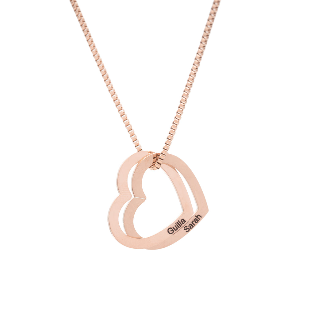 Personalized Interlocking Hearts Pendant Necklace