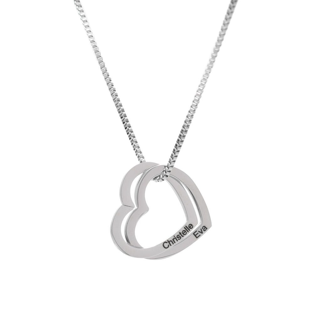 Personalized Interlocking Hearts Pendant Necklace