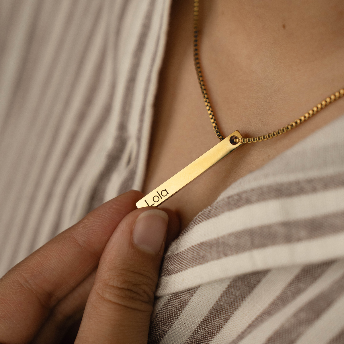 Personalized 3D Bar Pendant Necklace