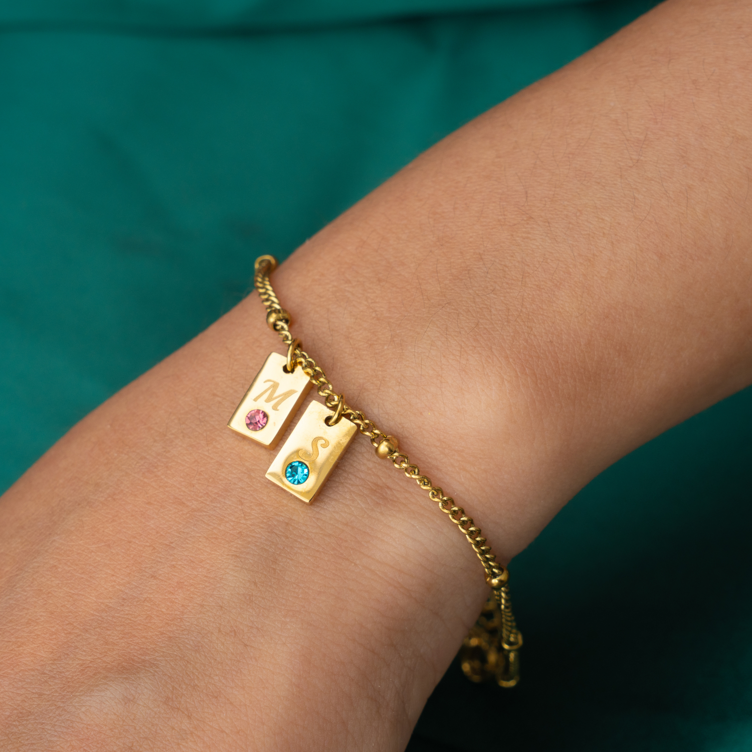 Initial & Birthstone Bracelet