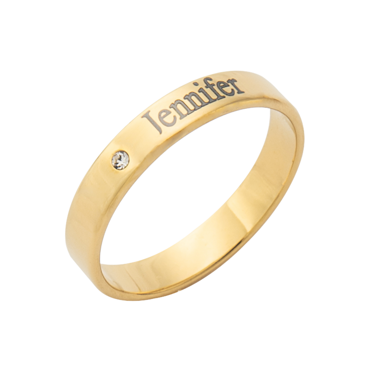 Personalized Name Ring With Engraved Diamond