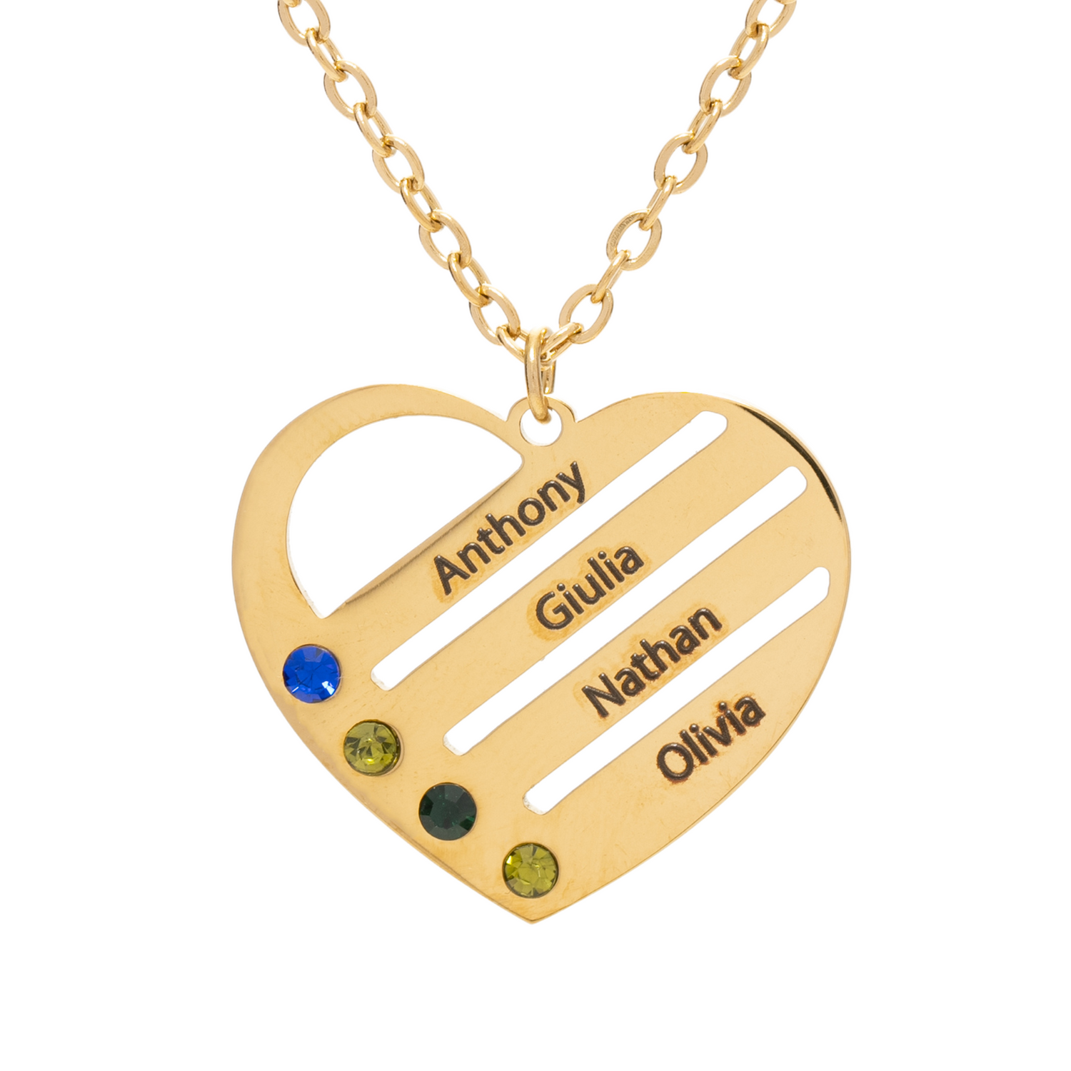 Family Heart Pendant with Engraved Names