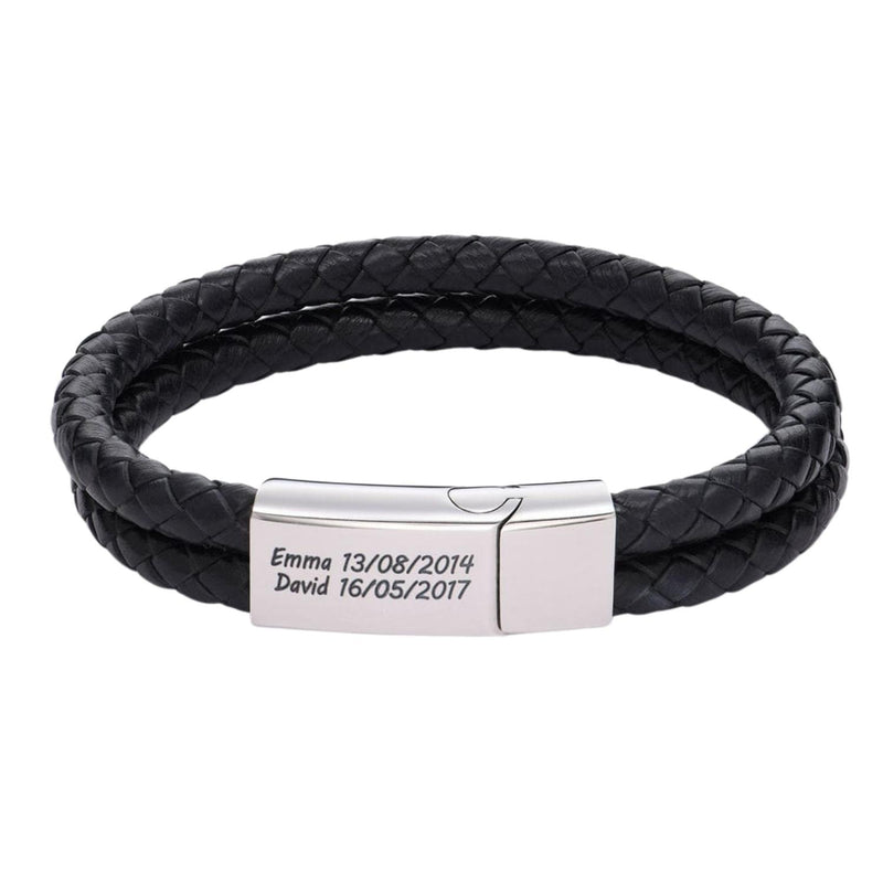 Personalized leather bracelets with metal plate outlet