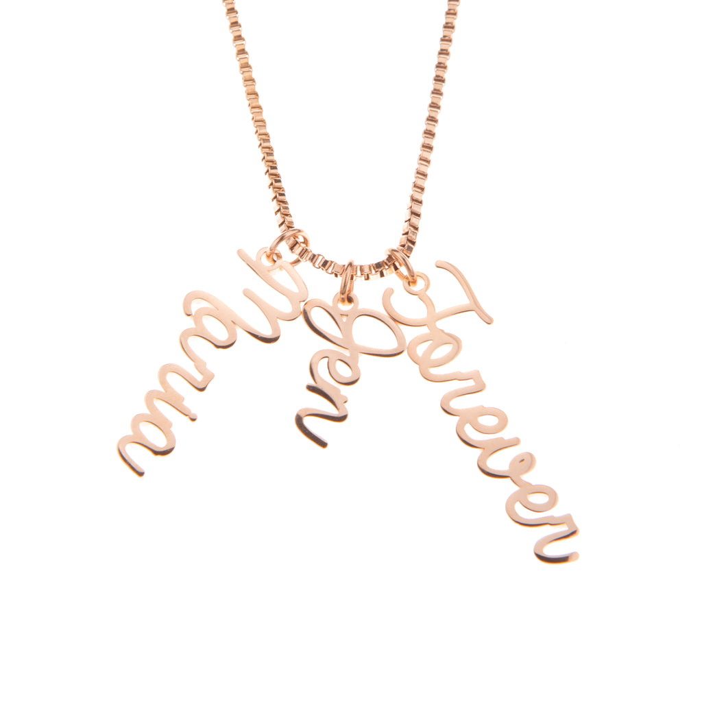 Personalized Vertical Cursive Pendant Necklace
