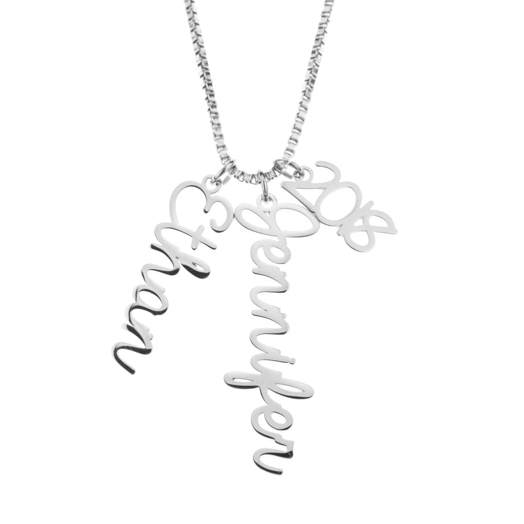 Personalized Vertical Cursive Pendant Necklace