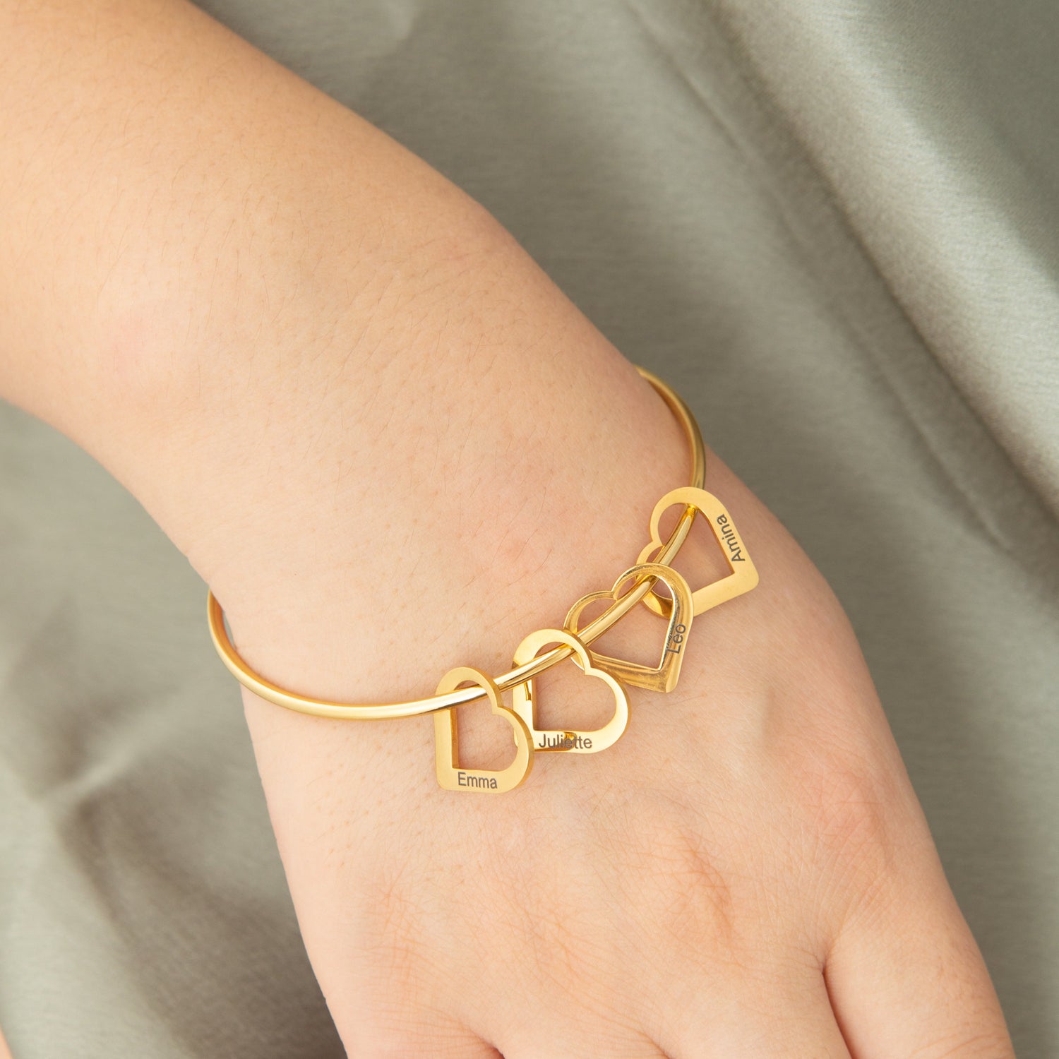 Custom Heart Bangle Bracelet