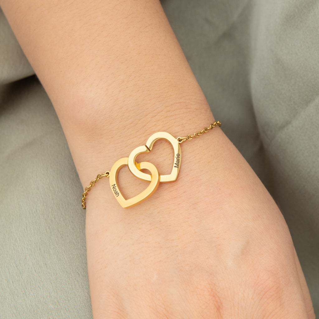 Personalized Bracelet with Entwined Double Hearts