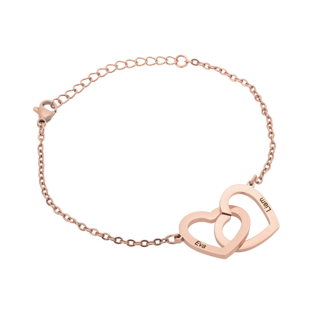 Personalized Bracelet with Entwined Double Hearts