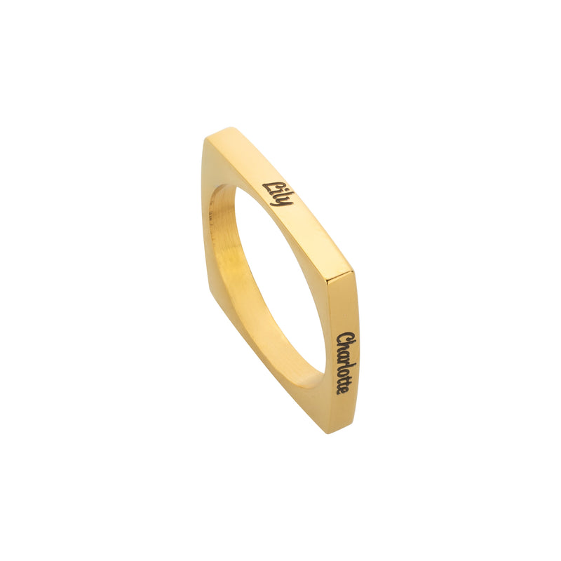 Customizable Square Ring with 4 Names