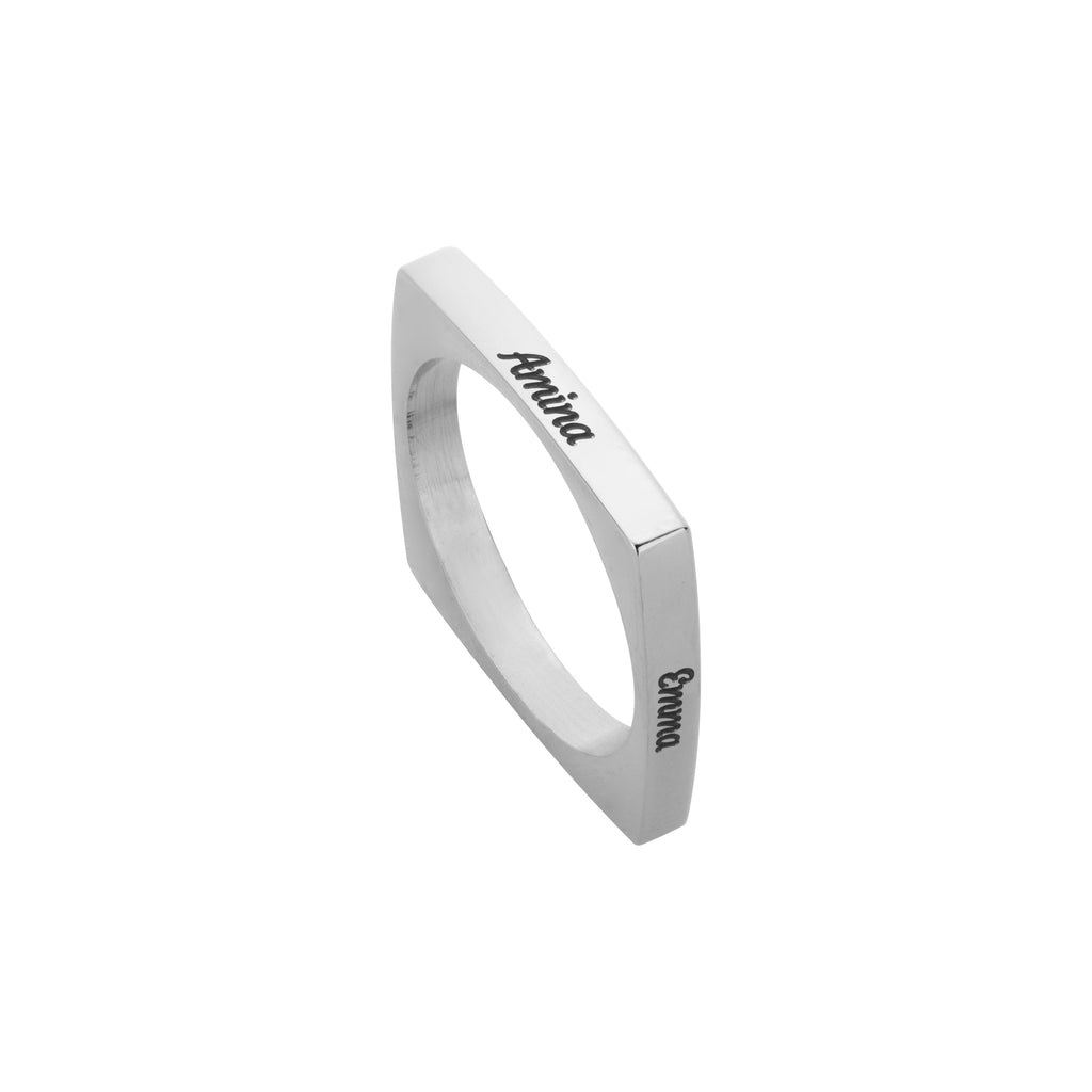 Customizable Square Ring with 4 Names