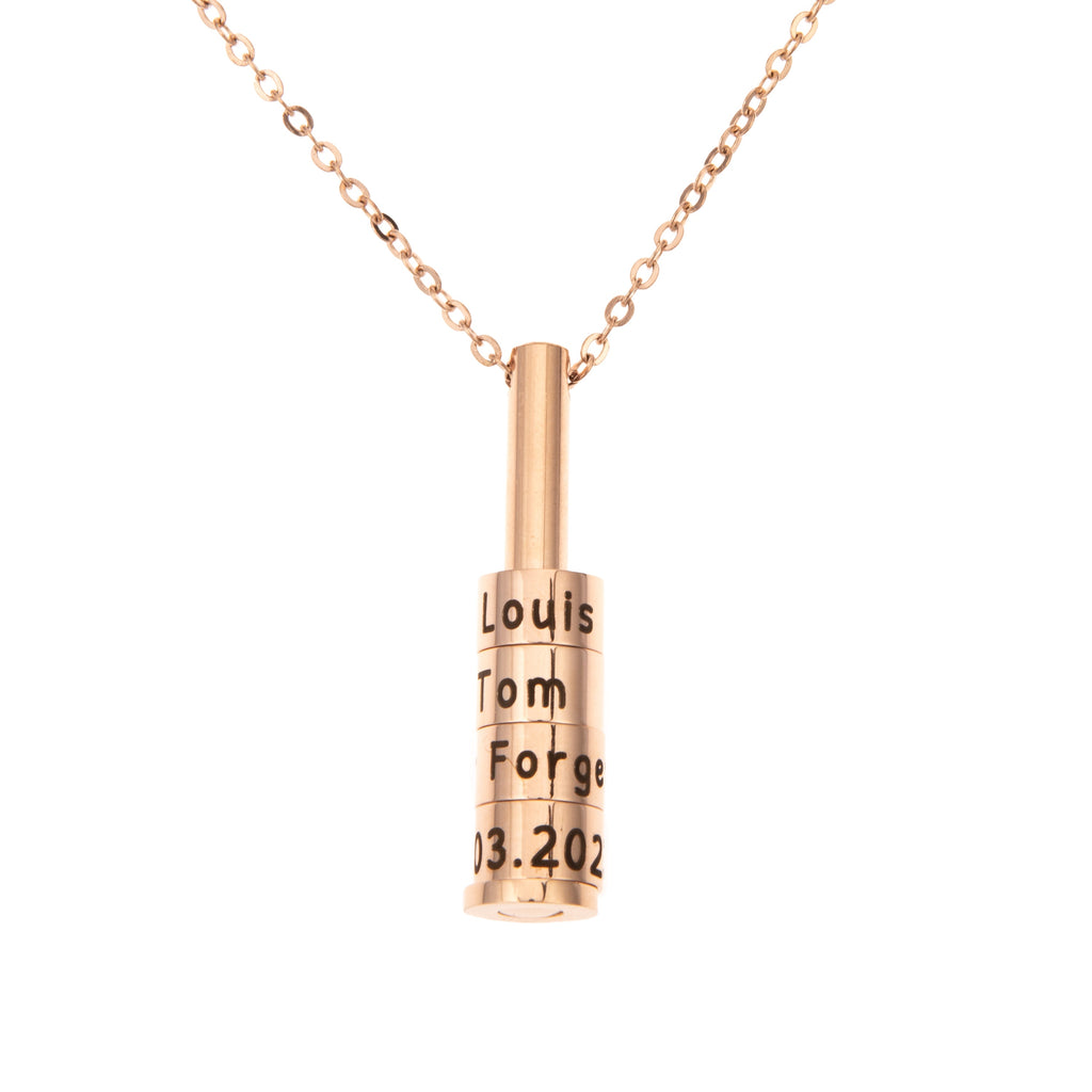 Round Bar Pendant Necklace with Charms