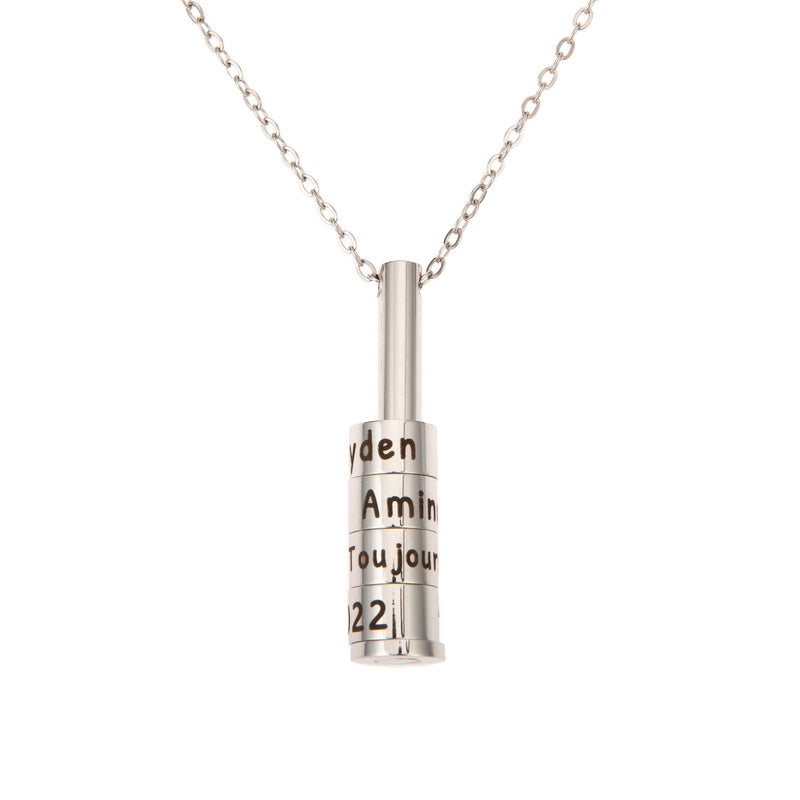 Round Bar Pendant Necklace with Charms