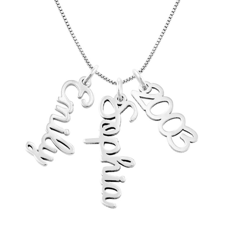 Personalized Vertical Cursive Pendant Necklace