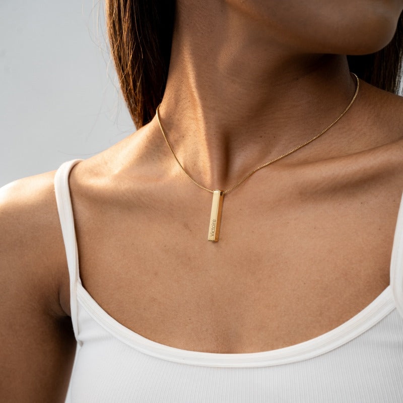 Personalized 3D Bar Pendant Necklace