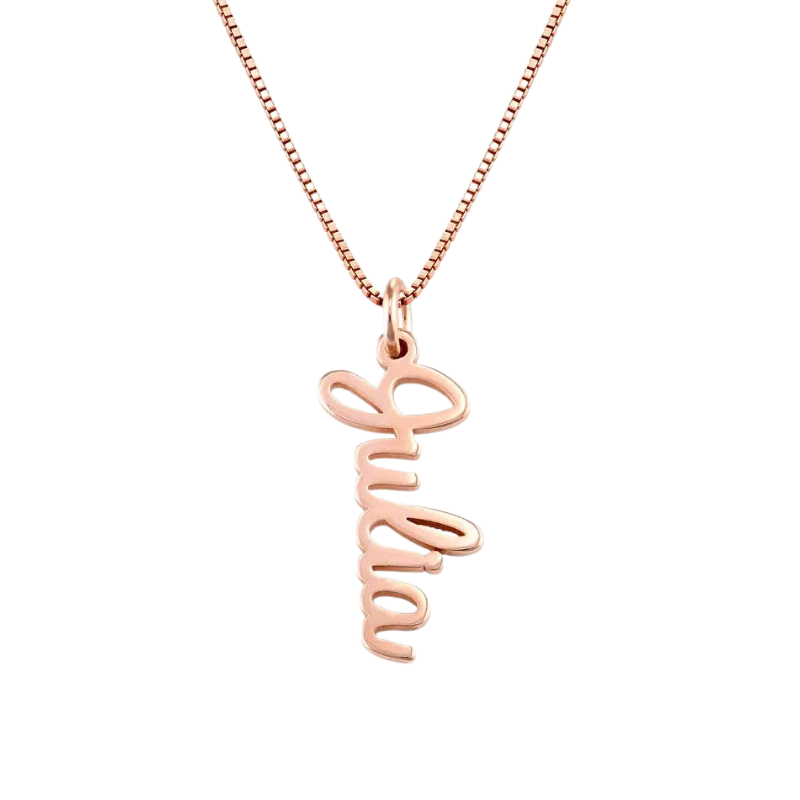 Personalized Vertical Cursive Pendant Necklace