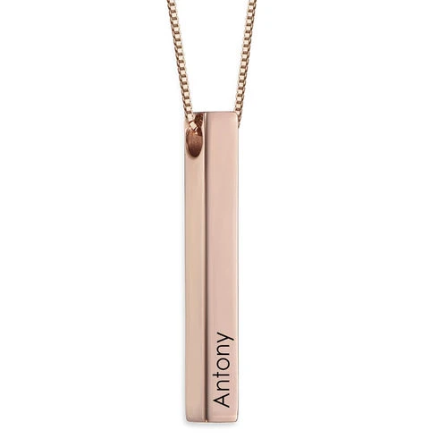 Personalized 3D Bar Pendant Necklace