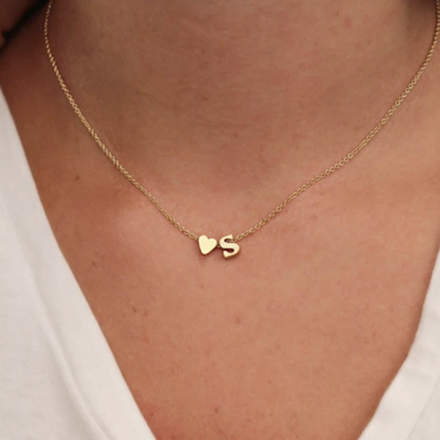 Initial Heart Pendant Necklace