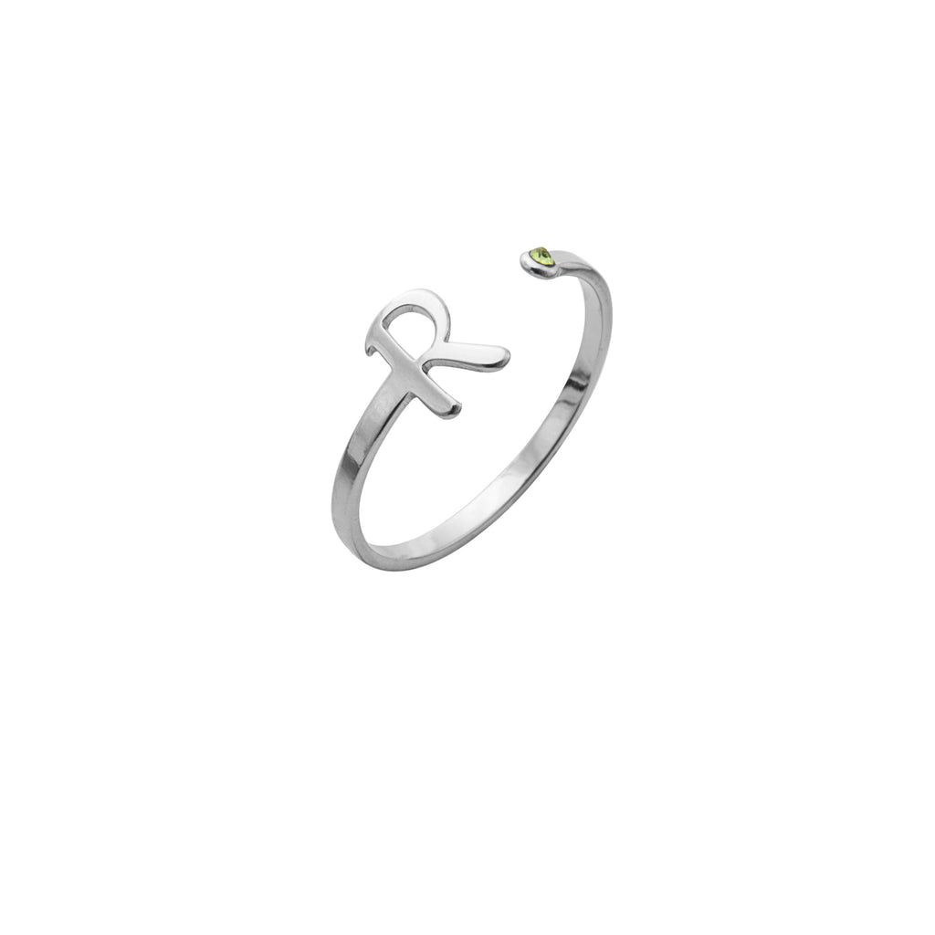 Personalized Birthstone Initial Ring