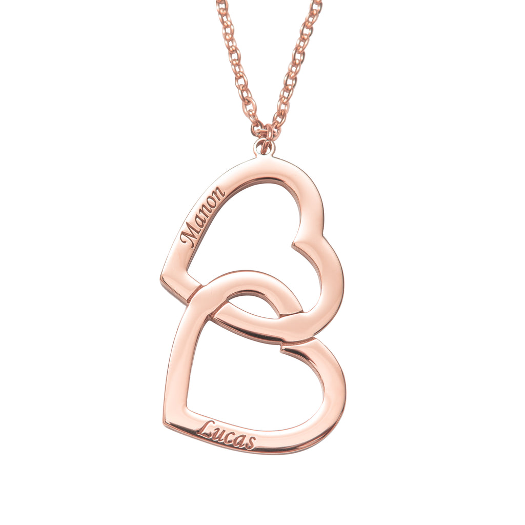 Twin Heart Engraved Pendant Necklace