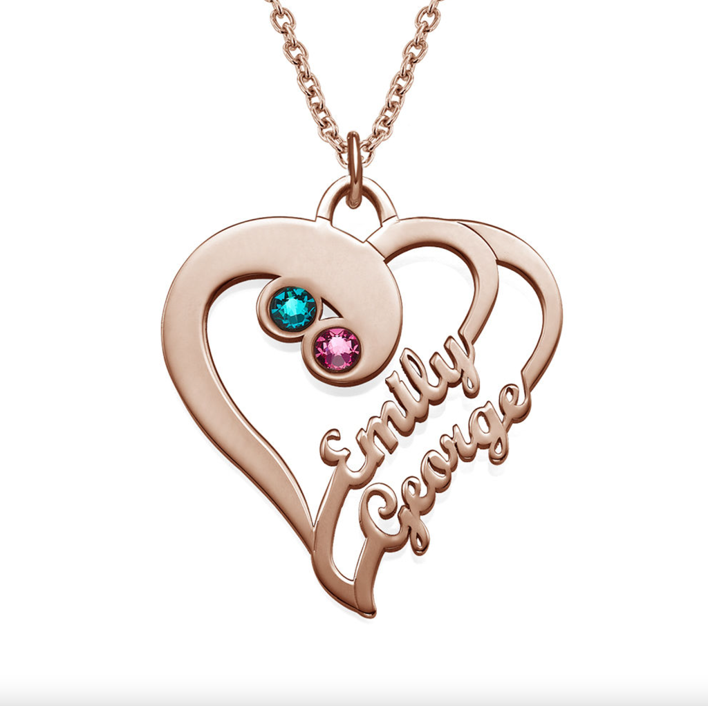 Merged Double Heart Custom Necklace Two Names